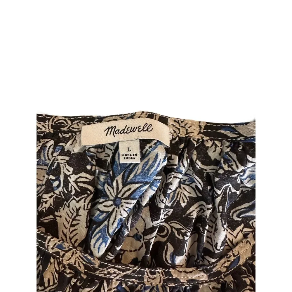 Madewell Puff-Sleeve Scoopneck Top Dark Carob Large